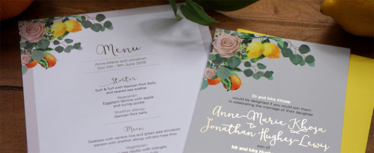 Citrus wedding invitation